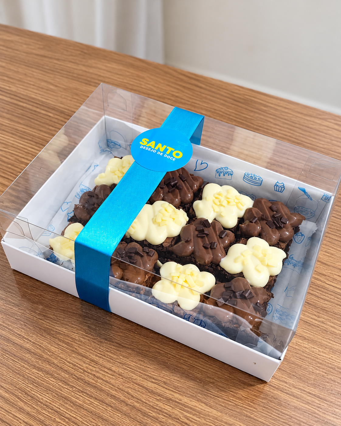 Apresentação de uma caixa de brownies